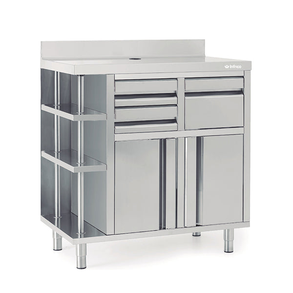 1000mm Wide Back Bar Coffee Storage Unit With Left Shelves