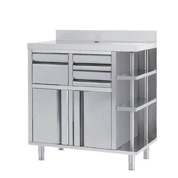 1000mm Wide Back Bar Coffee Storage Unit With Right Shelves