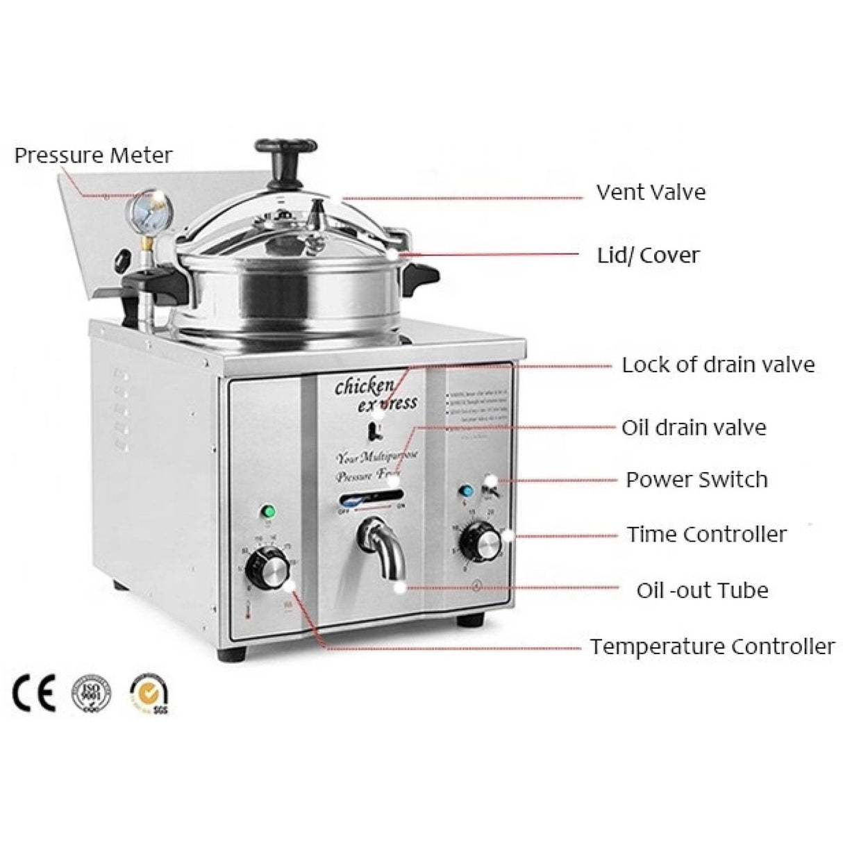Commercial Pressure Fryer 15 Litres 3k W Countertop | Mdxz16