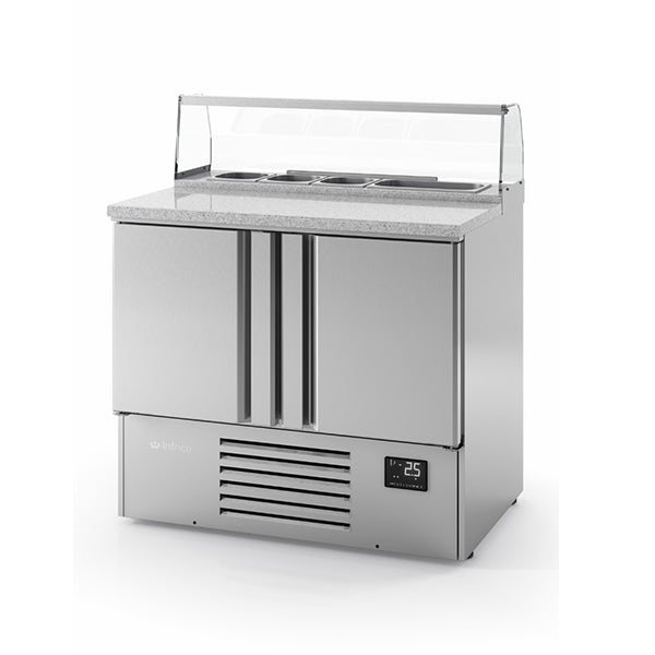 Compact Double Door Refrigerated Pizza Prep Counter