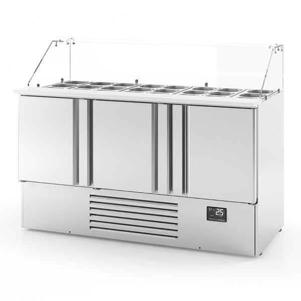 Compact Triple Door Refrigerated Counter With Display
