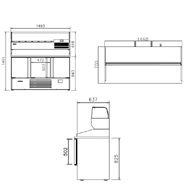 Compact Triple Door Pizza Prep Counter