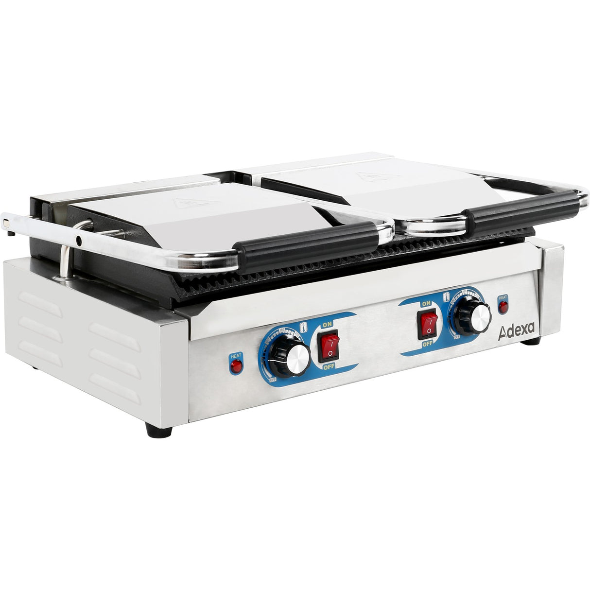 Heavy Duty Twin Panini Contact Grill Dual Zone 3.6k W Ribbed | Mlp813