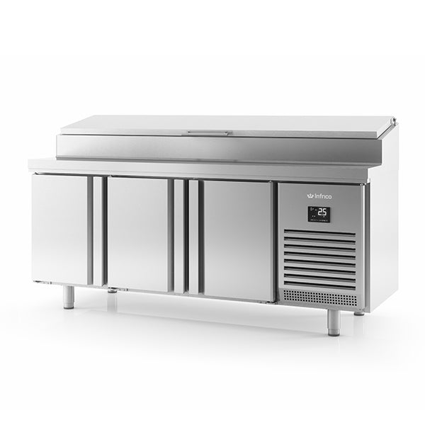 Triple Hinged Door Refrigerated Counter With Raised Collar