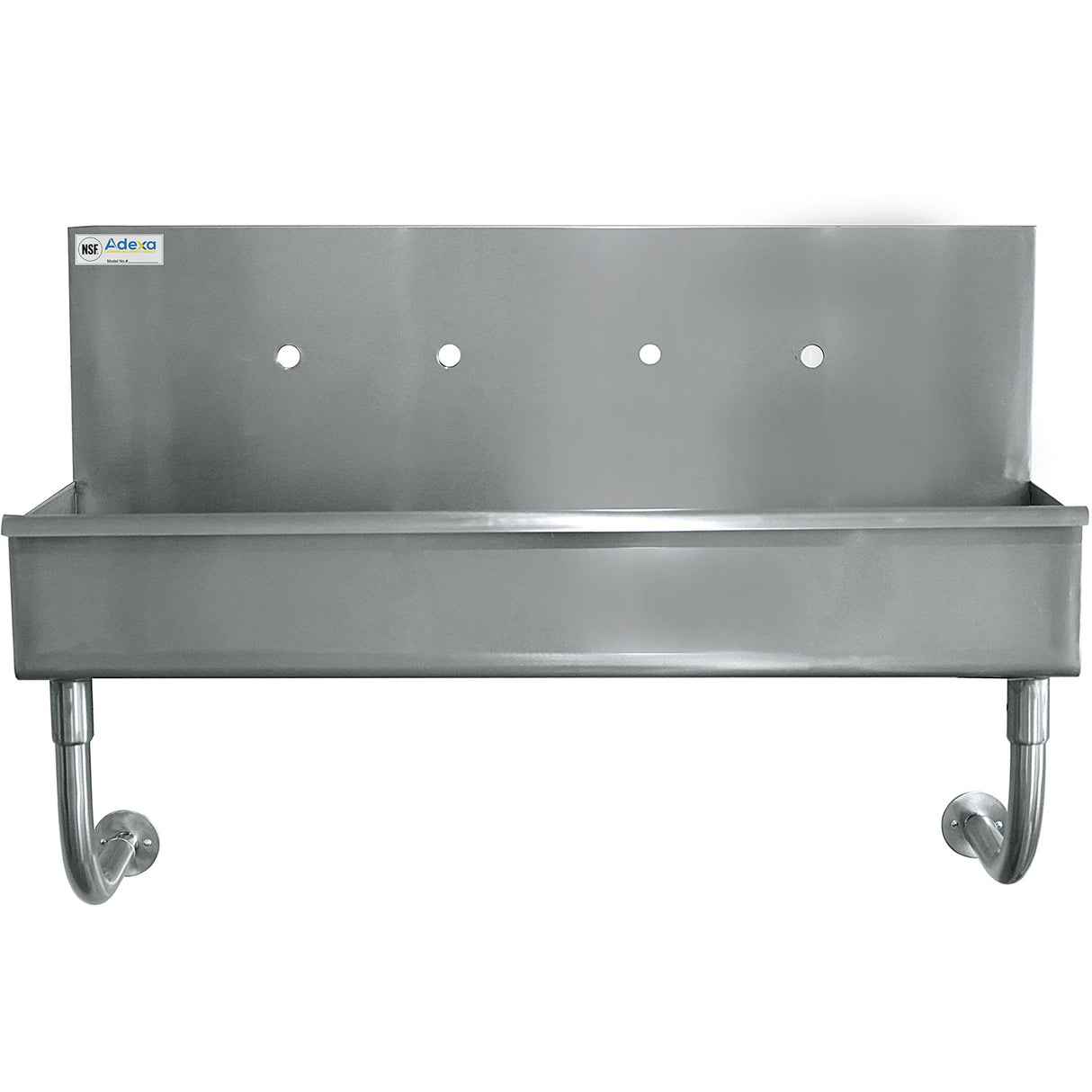 Multi Station Hand Sink For 2 Faucets Back Splash Stainless Steel | Mshs1748