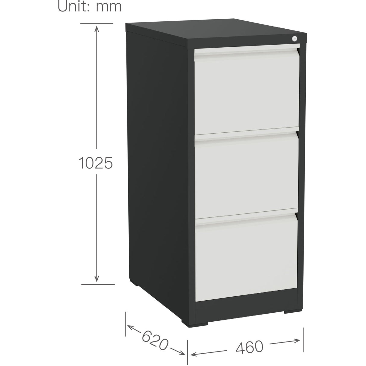 Professional Filing Cabinet 3 Drawer 460x620x1025mm Dark Grey &Amp; White | Mxdc2 Darkgrey