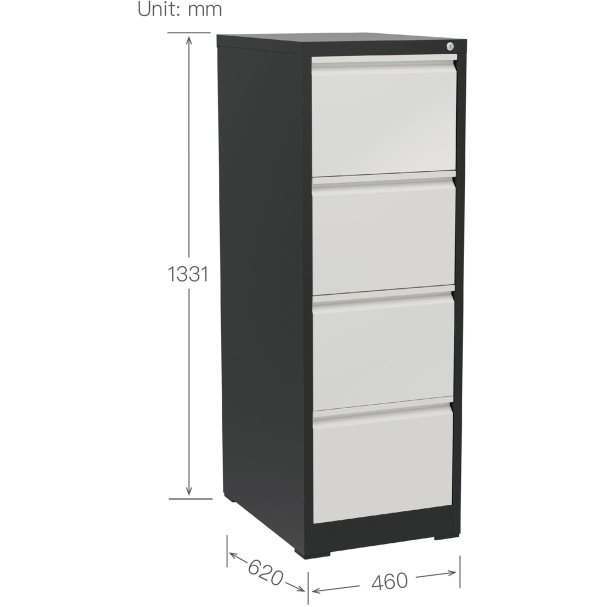 Professional Filing Cabinet 4 Drawer 460x620x1330mm Dark Grey &Amp; White | Mxdc3 Darkgrey