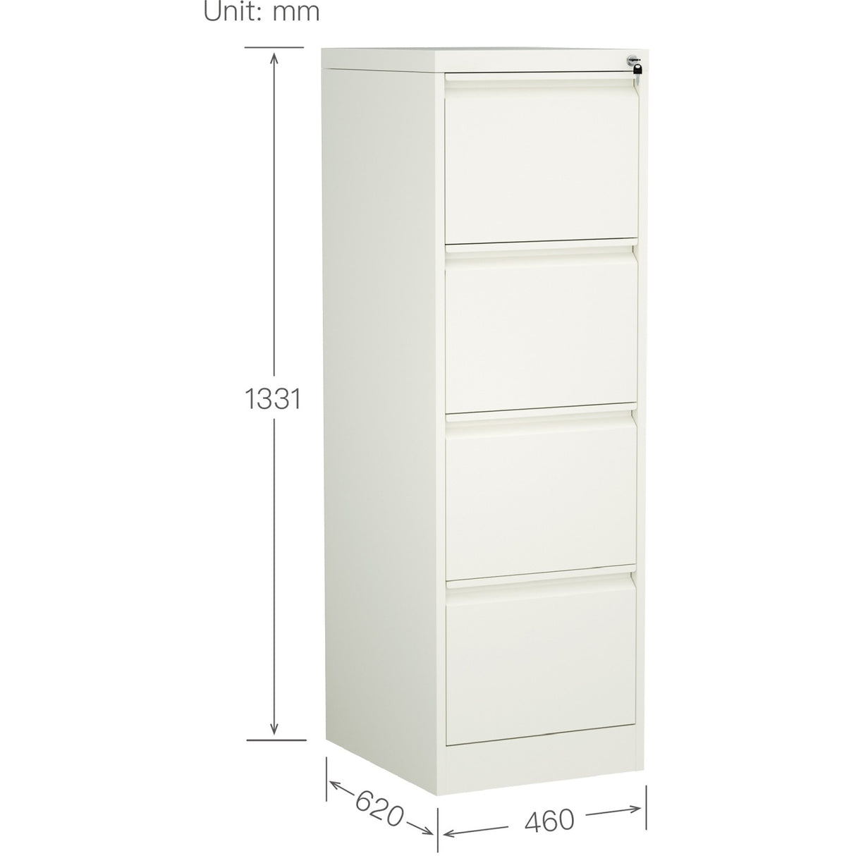 Professional Filing Cabinet 4 Drawer 460x620x1330mm White | Mxdc3 White