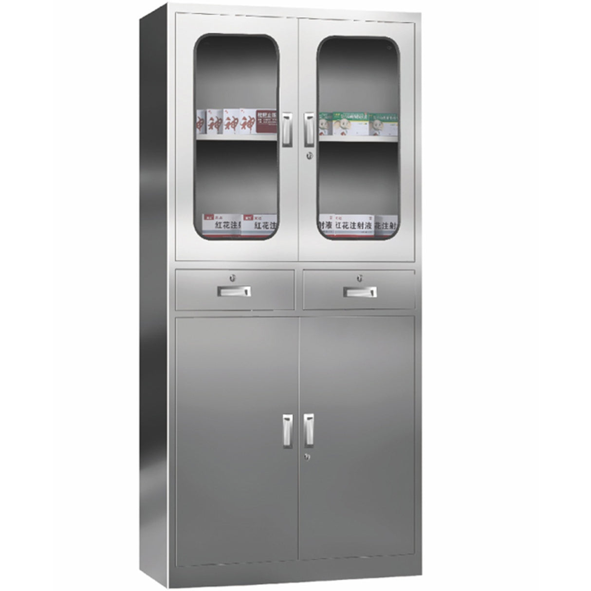 Commercial Stainless Steel Cabinet 4 Doors 2 Drawers 900x400x1800mm | Myslc03