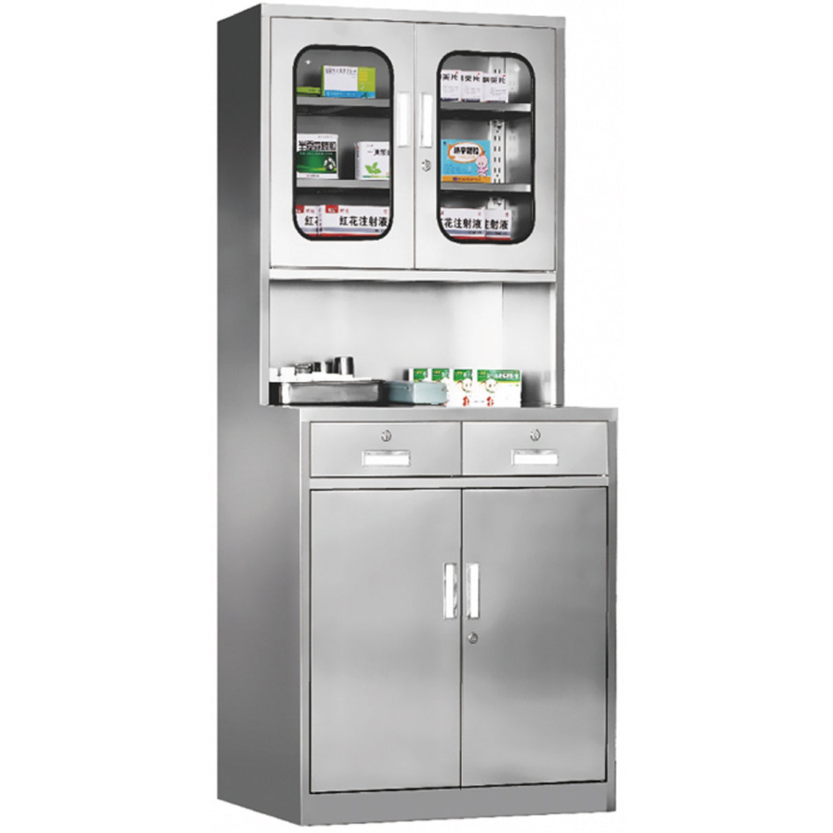 Commercial Stainless Steel Cabinet 4 Doors 2 Drawers 850x500x1850mm | Myslc14