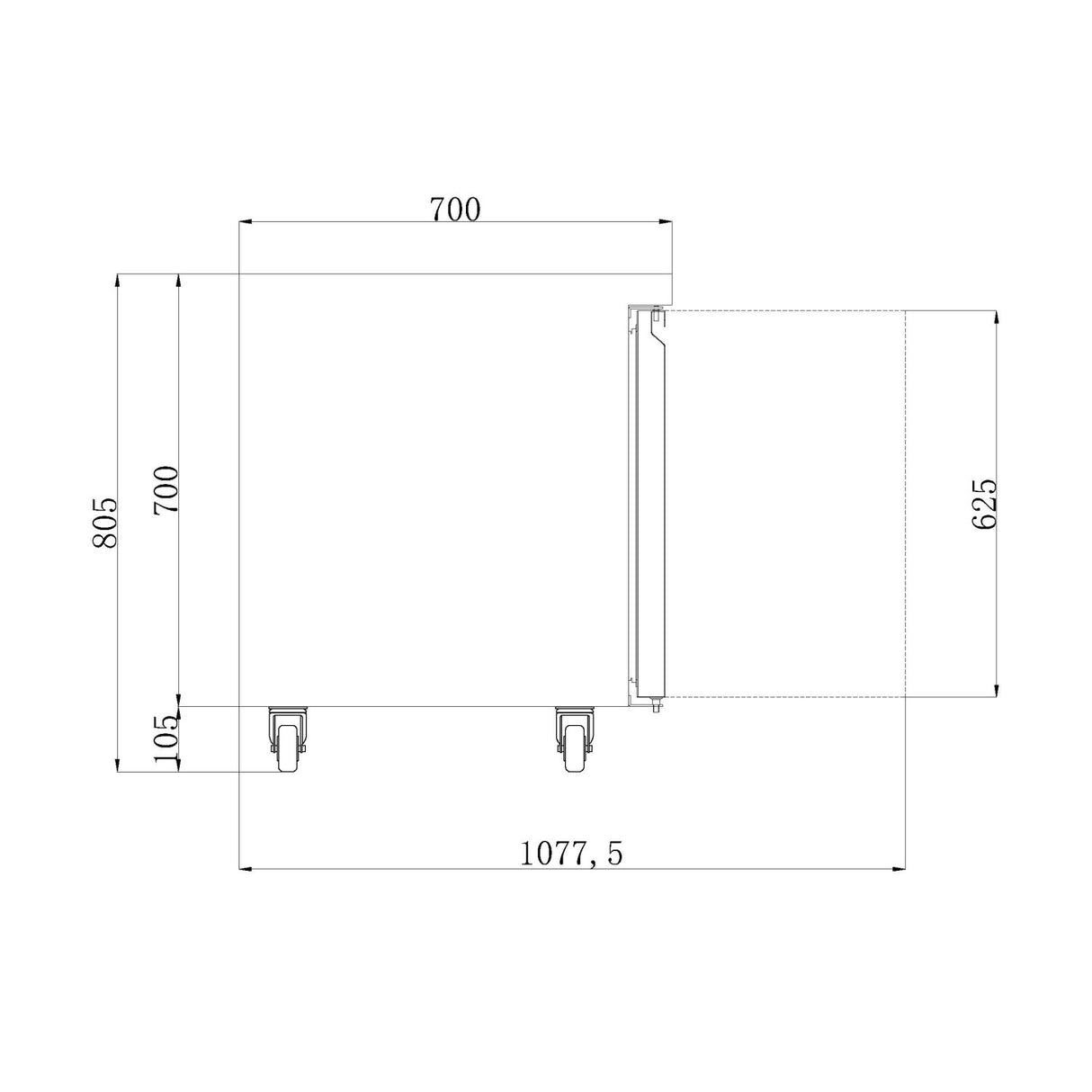 608 Ltr 4 Door Stainless Steel Refrigerated Prep Counter | Norcold874