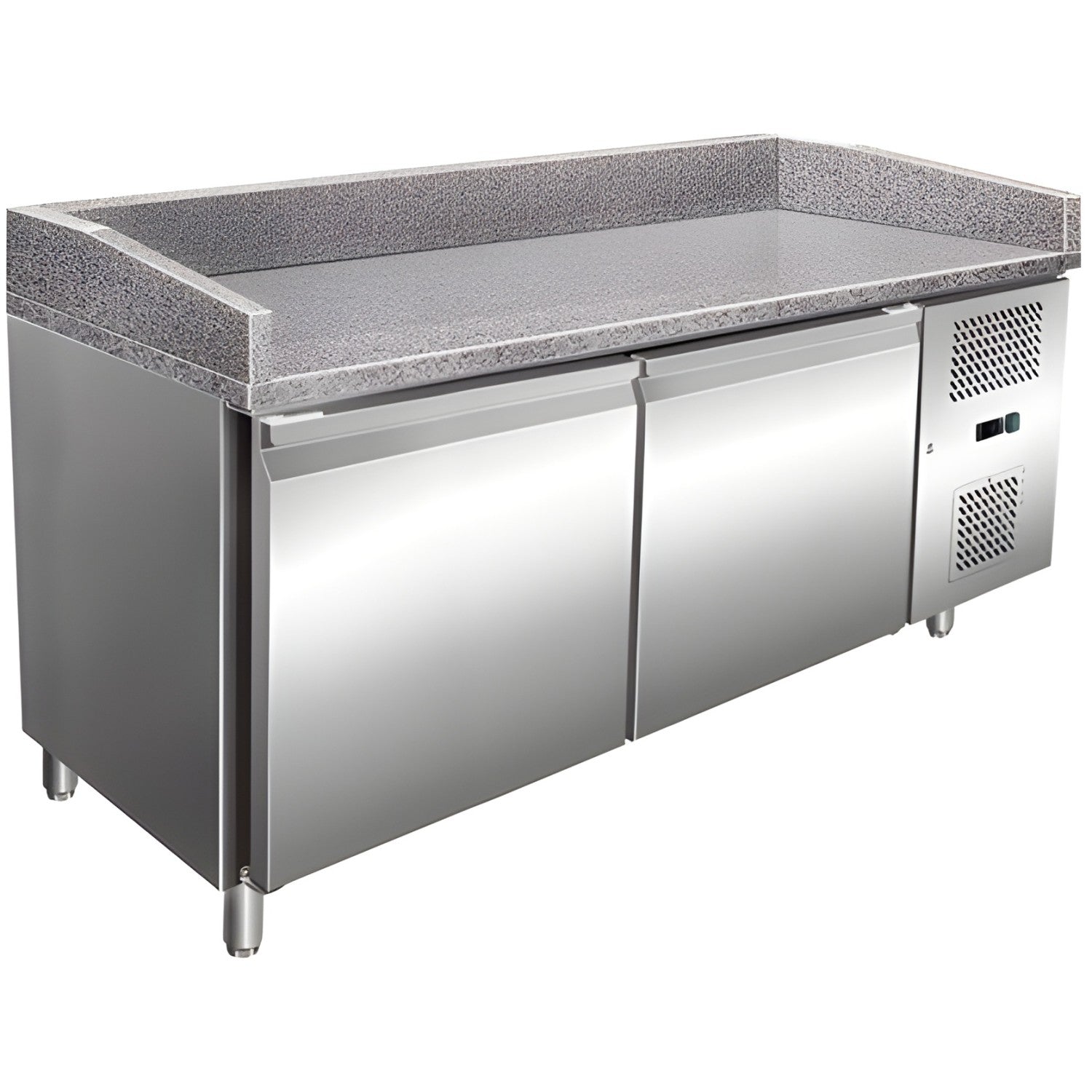 307 Ltr 2 Door Stainless Steel Refrigerated Prep Counter With Granite Top | Norcold850