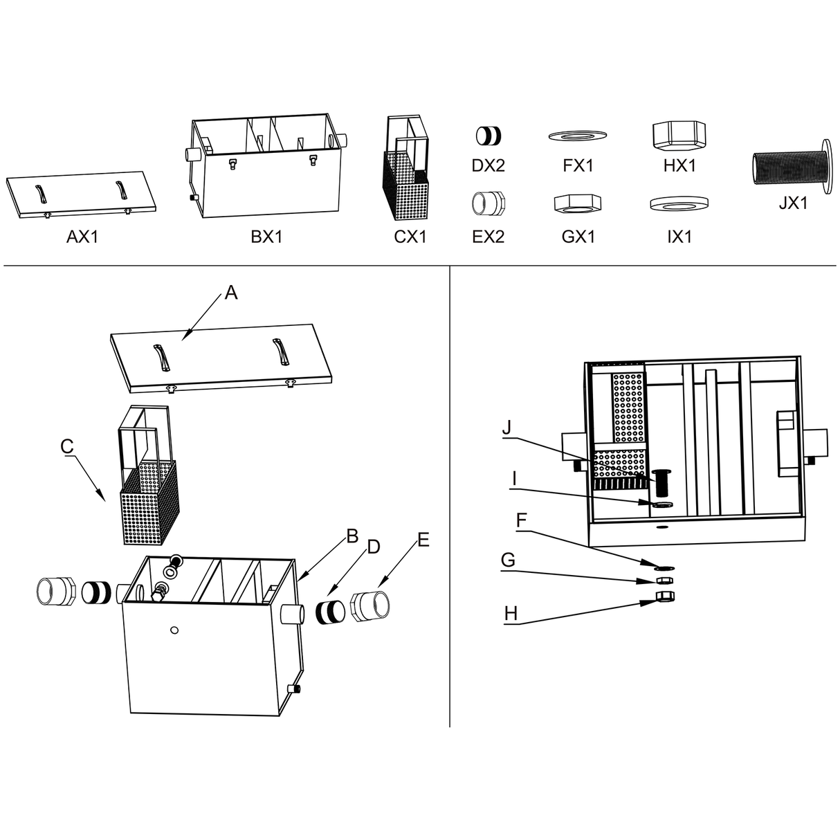 Grease Trap Fat Separator En1825 1 Certified Stainless Steel 20 Litres | Os7