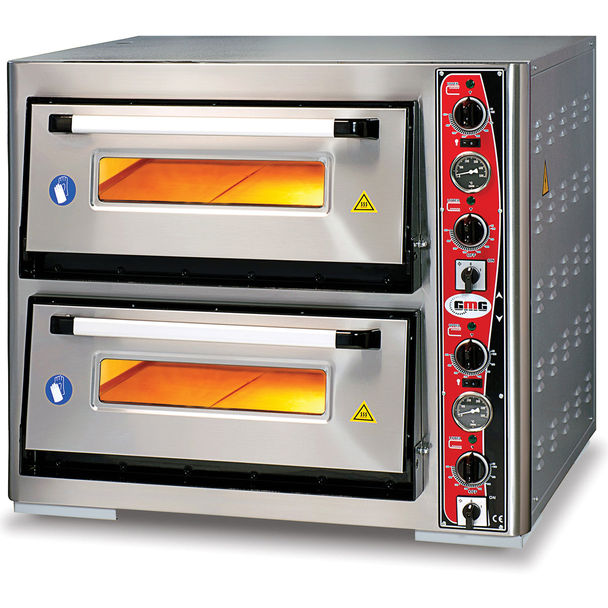 Electric Pizza Oven Premium Thermometer 2 Chambers 700x1050mm Capacity 6+6 Pizzas At 13&Quot; 230 V/1 Phase | Pf70105 Det