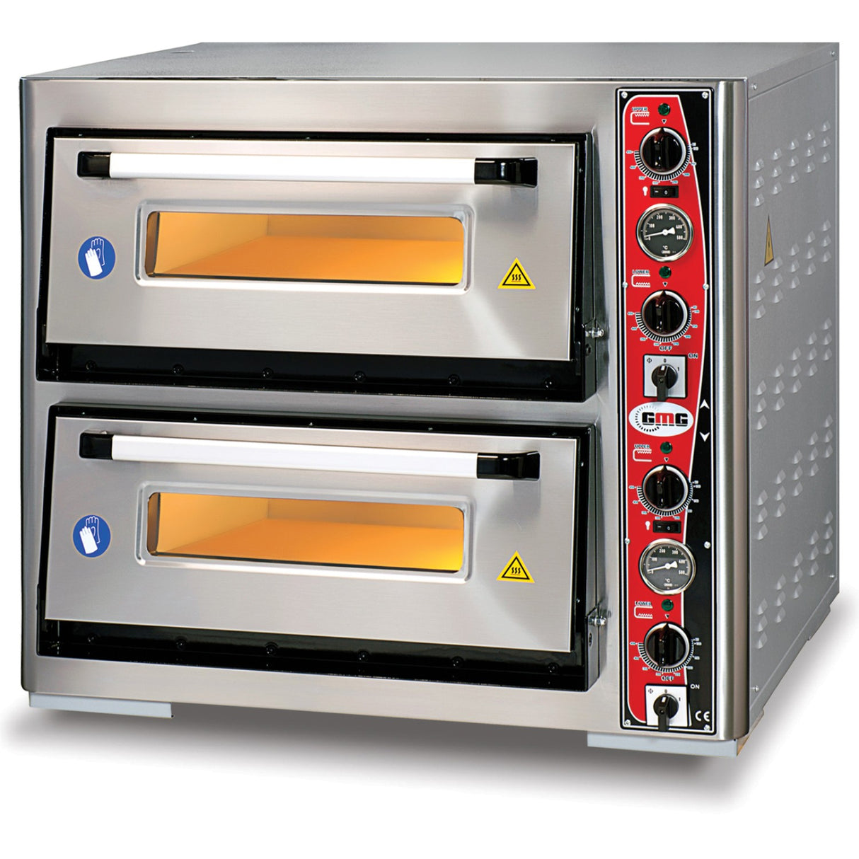 Electric Pizza Oven Premium Thermometer 2 Chambers 700x700mm Capacity 4+4 Pizzas At 13&Quot; 230 V/1 Phase | Pf7070 Det