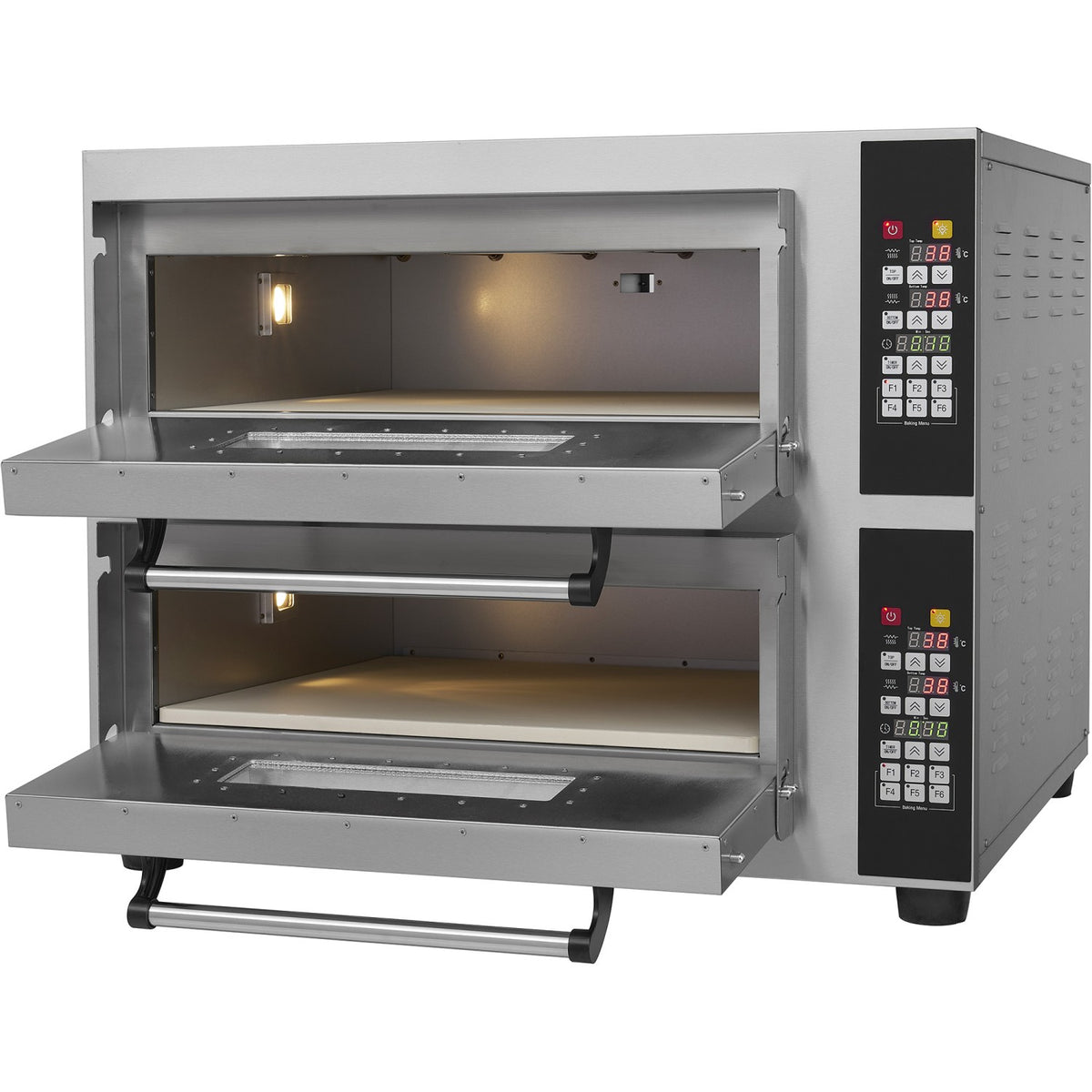 Commercial Pizza Oven Electric 2 Chambers 500x500mm 450°C Digital Controls 8.4k W 380 V | Ps552 E