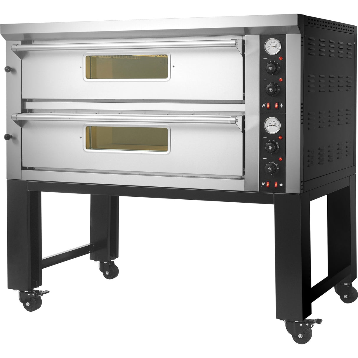 Commercial Pizza Oven With Stand Electric 2 Chambers 6+6 Pizzas X 33cm 500°C Mechanical Controls 13.2k W 400 V | Ps602