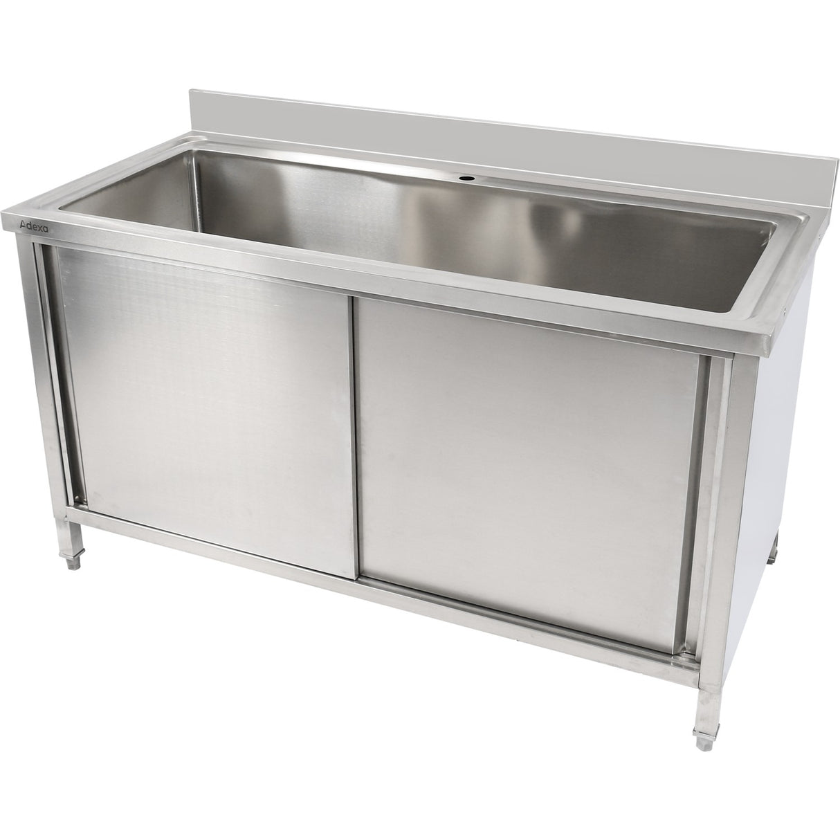 Commercial Pot Wash Sink Stainless Steel 1 Bowl Splashback 2 Doors 1200mm Depth 700mm | Psd120702 D