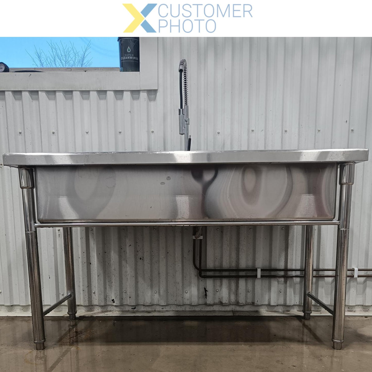 Commercial Pot Wash Sink Stainless Steel 1 Bowl Splashback 1500x700x900mm Round Legs | Psr15070