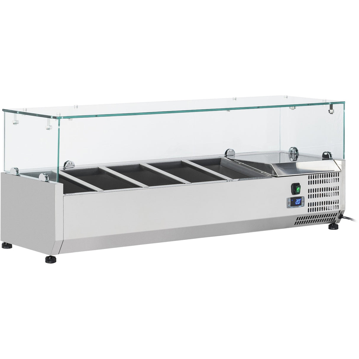 Refrigerated Servery Prep Top 1200mm 5×Gn1/4 With Glass Top Stainless Steel 1200x335x435mm| Thv1200/380