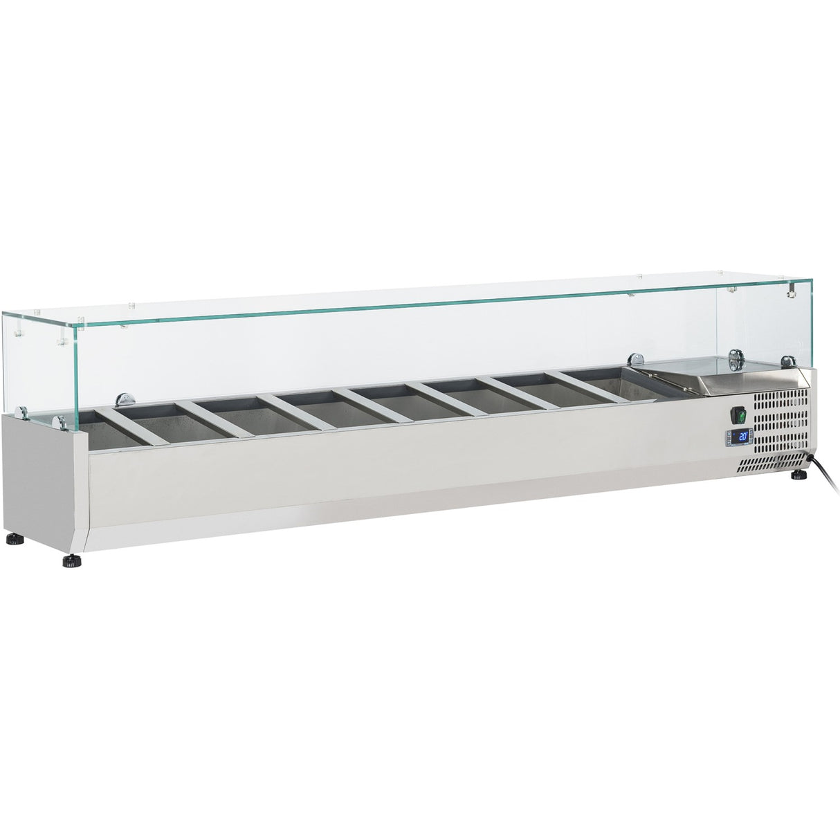 Refrigerated Servery Prep Top 1800mm 8x Gn1/3 Depth 380mm Glass Top | Thv1800/380
