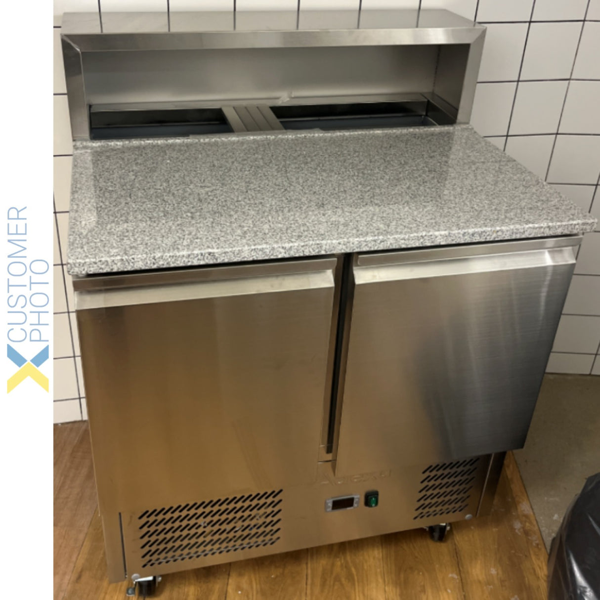 Pizza Prep Table 2 Doors Stainless Steel Pizza Top 5x Gn1/6 Depth 700mm | Pz22