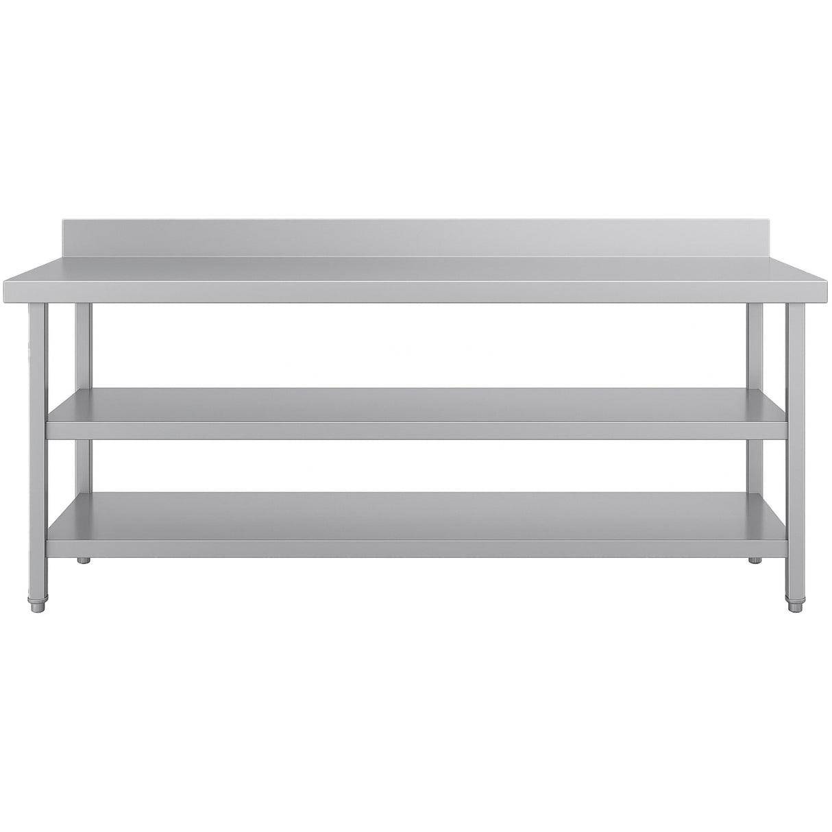 Commercial 3 Tier Stainless Steel Work Table With Undershelves And Backsplash 2100x600x850mm | Qnh1152