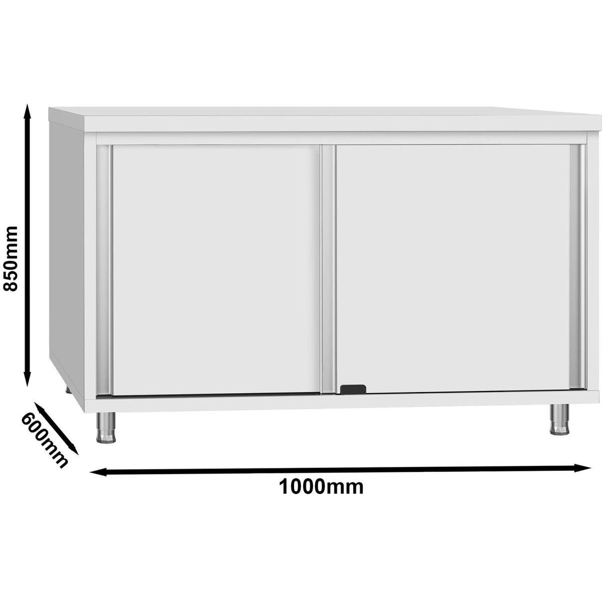 Commercial Stainless Steel Sliding Door Work Table Cabinet 1000x600x850mm | Qnh314