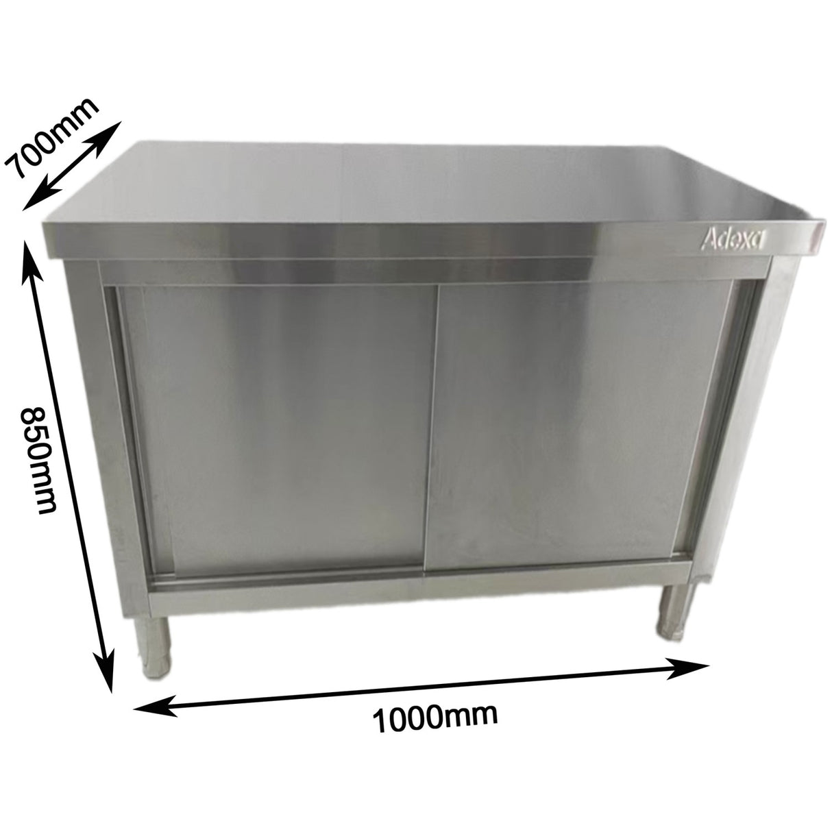 Commercial Stainless Steel Sliding Door Work Table Cabinet 1000x700x850mm | Qnh324