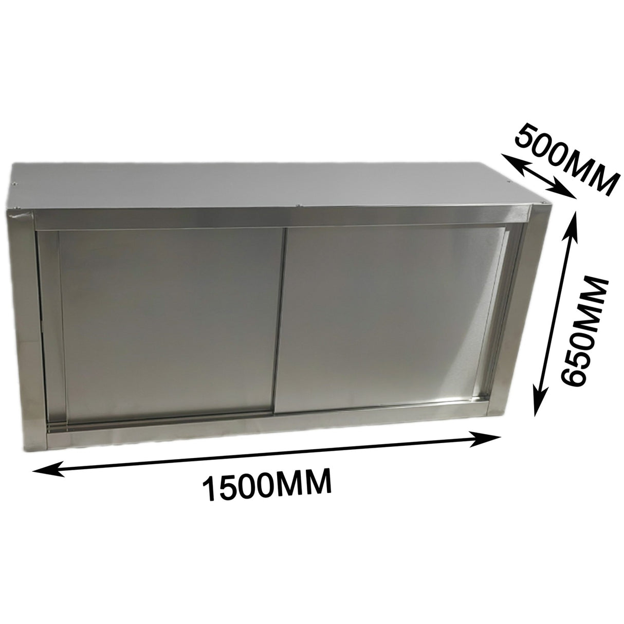 Commercial Stainless Steel Wall Cabinet With Sliding Doors And Inner Shelf 1500x500x650mm | Qnh914