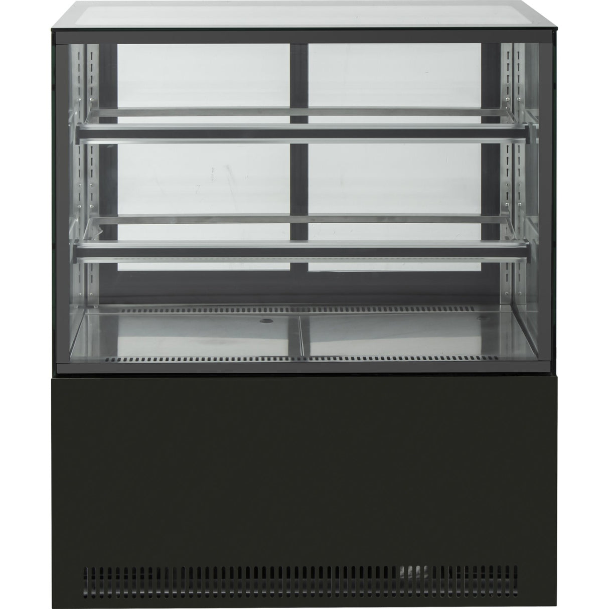 Cake Counter Straight Front 1000x700x1200mm 2 Shelves Black Base Led | Gn1000 R2 Black