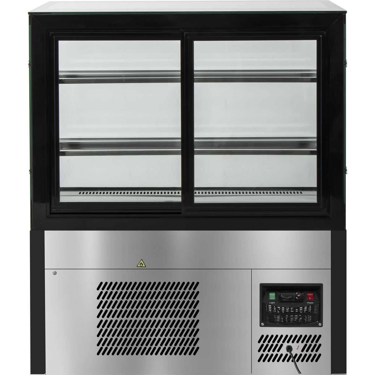 Cake Counter Straight Front 1000x700x1200mm 2 Shelves Black Base Led | Gn1000 R2 Black