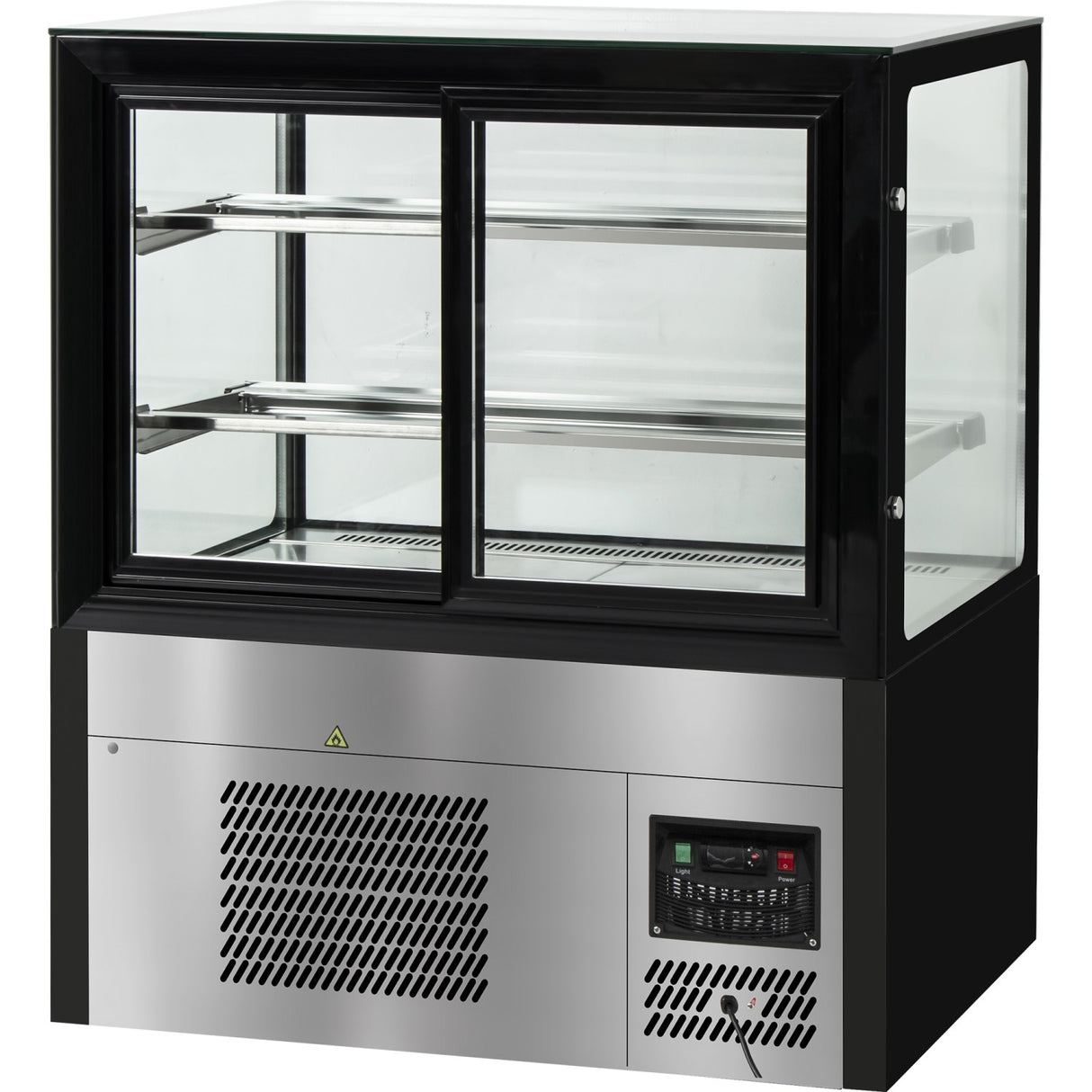 Cake Counter Straight Front 1500x730x1200mm 2 Shelves Black Base Led | Gn1500 R2 Black