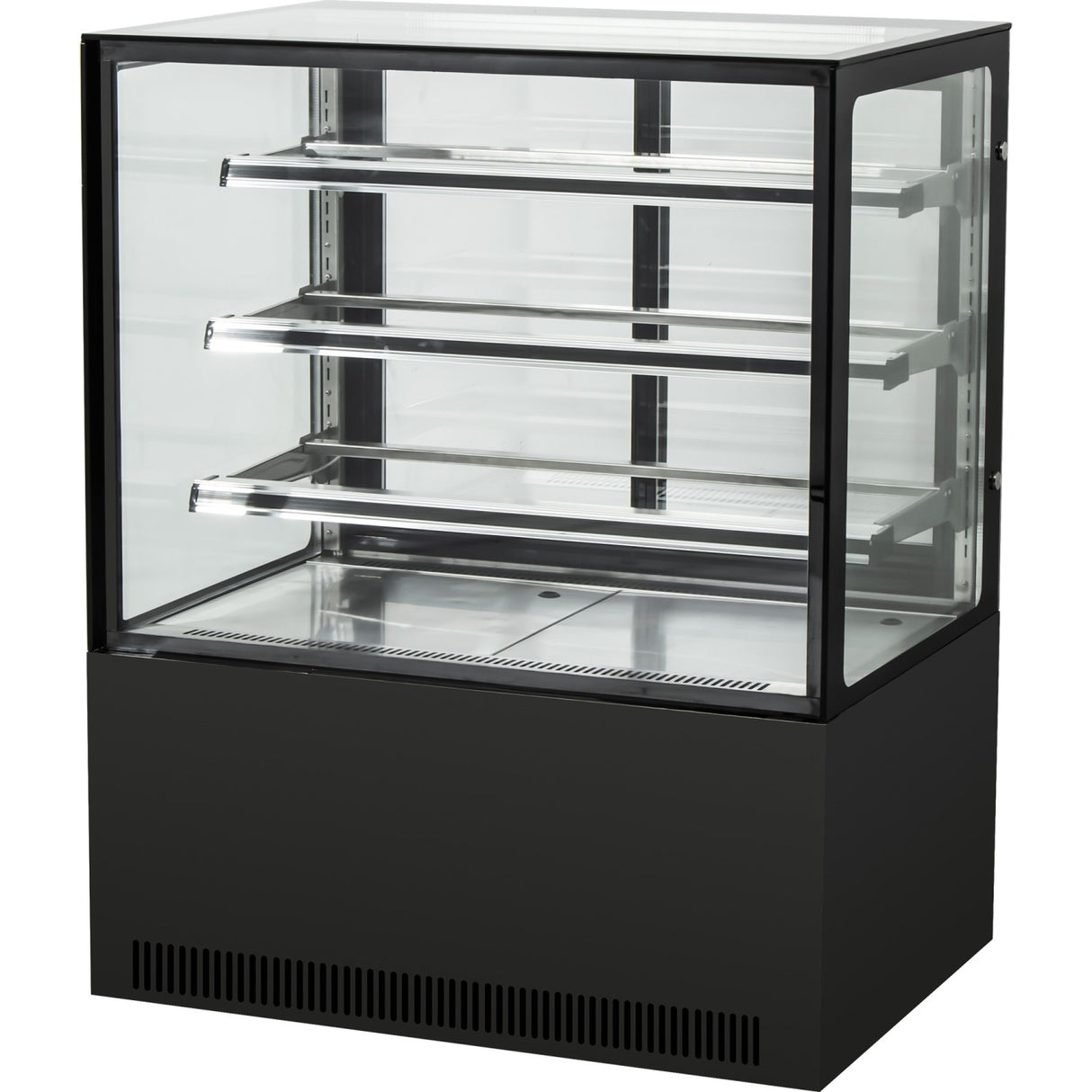 Cake Counter Straight Front 1000x730x1300mm 3 Shelves Black Base Led | Gn1000 R3 Black