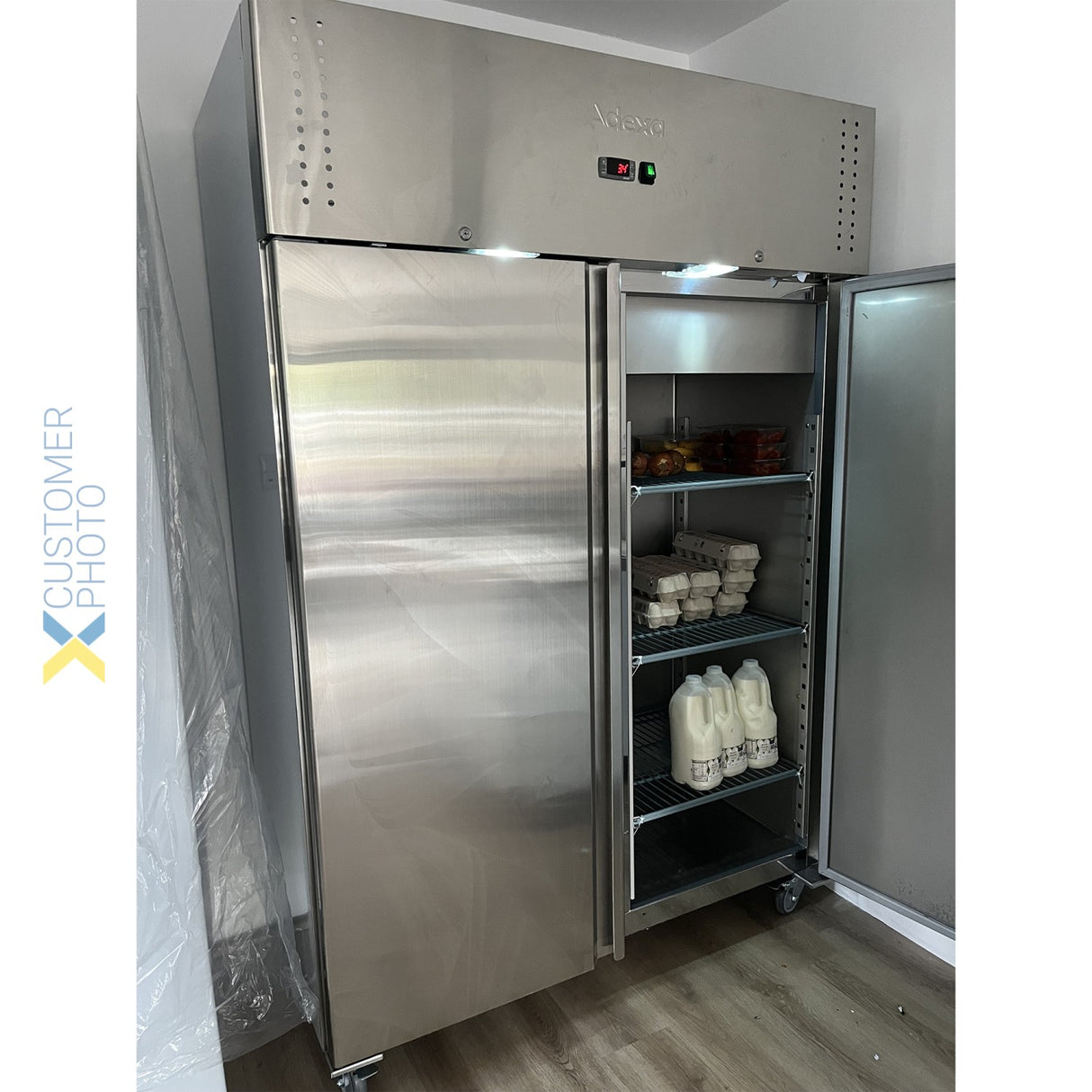 Commercial Fridge Stainless Steel Upright Double Door 1340x700x2000mm Ventilated Cooling | R800 V