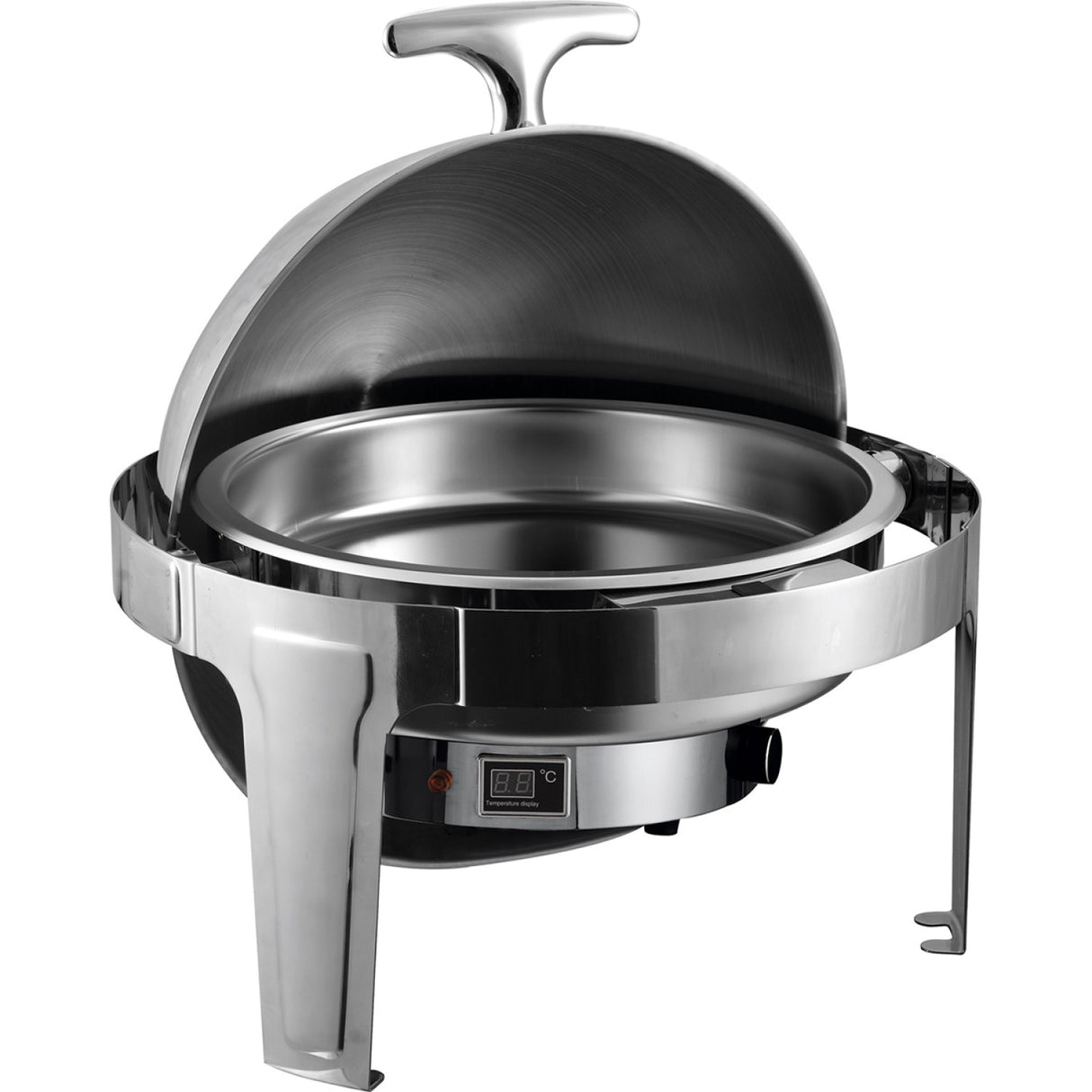 Roll Top Chafer Electric Heating Round Stainless Steel Mirror Polish 6 Litres | Ra2101 Be