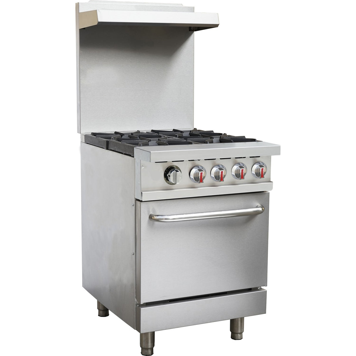 Professional Gas Range 4 Burners 24k W Gas Oven 8k W Upstand And Overshelf | Rgr24 X