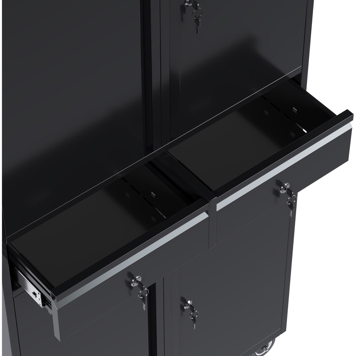 Commercial Mobile Black Steel Cabinet 4 Doors 2 Drawers 760x380x1800mm | Sart210