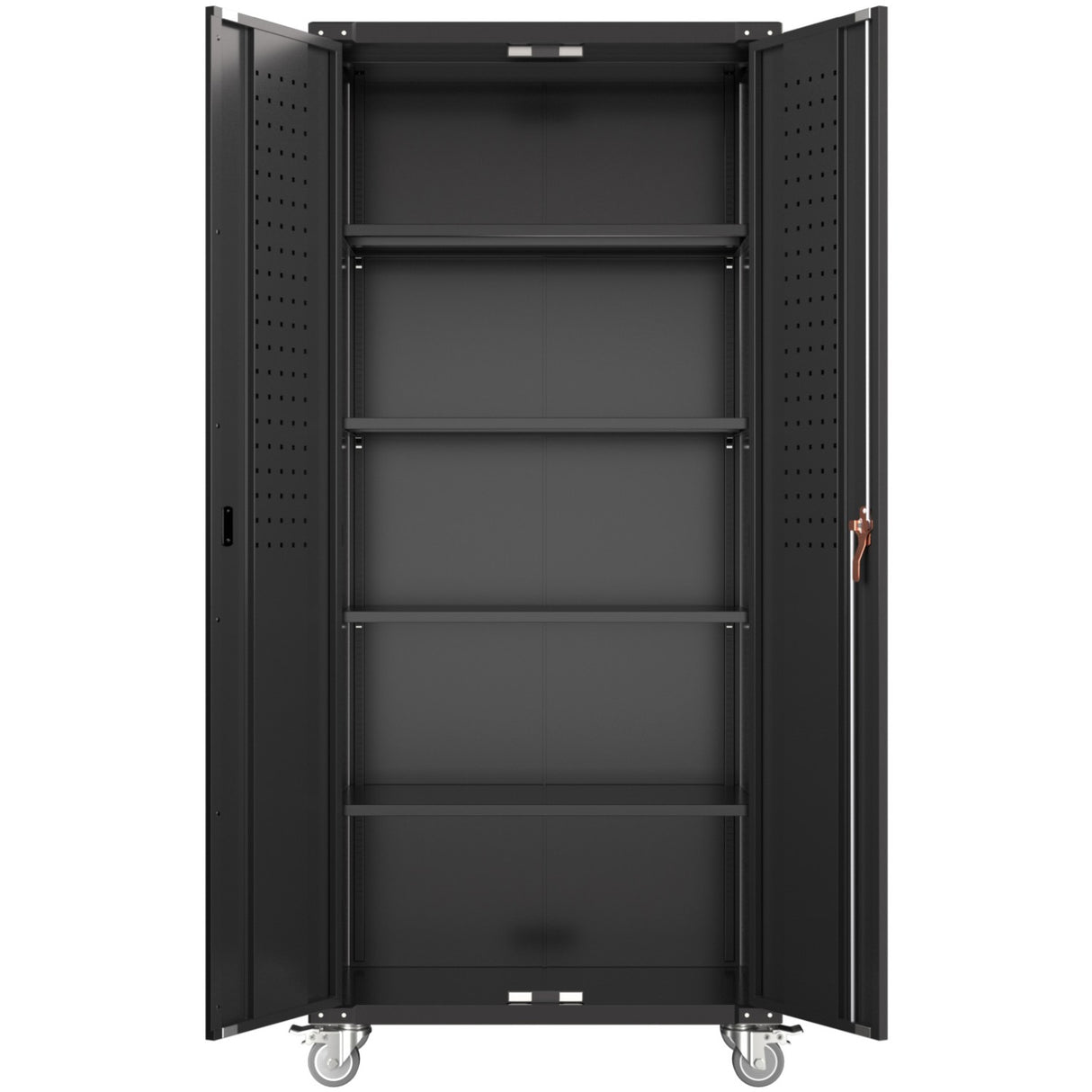 Professional Black 2 Door Lockable Steel Tool Cabinet With 4 Adjustable Shelves 800x420x1830mm | Sart214