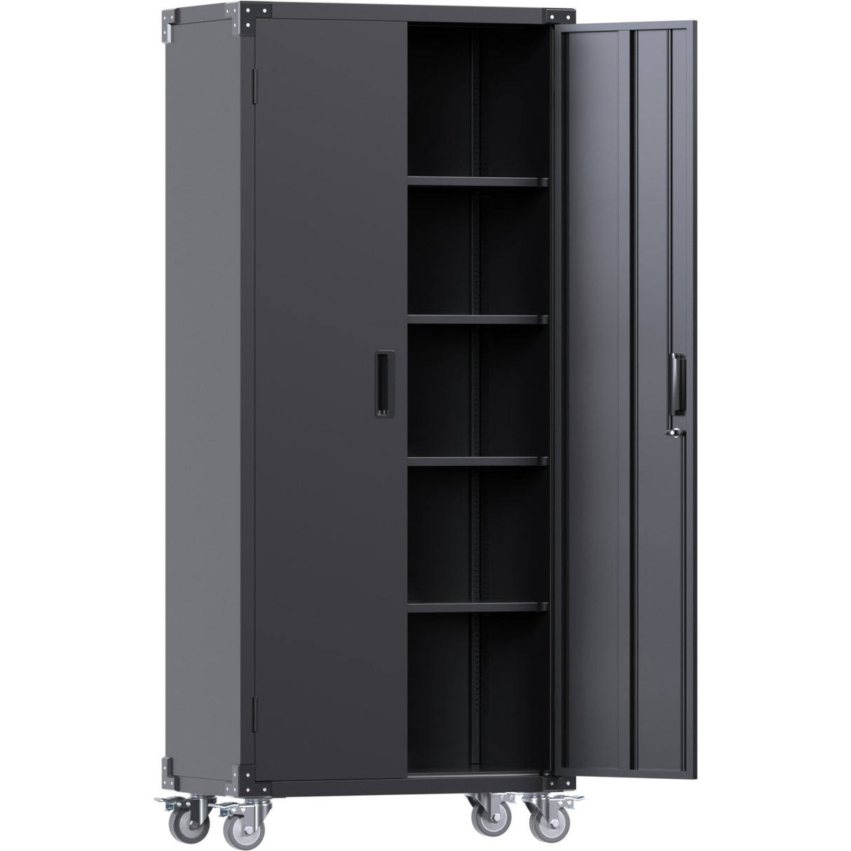 Professional Black 2 Door Lockable Steel Tool Cabinet With 4 Adjustable Shelves 800x420x1830mm | Sart216