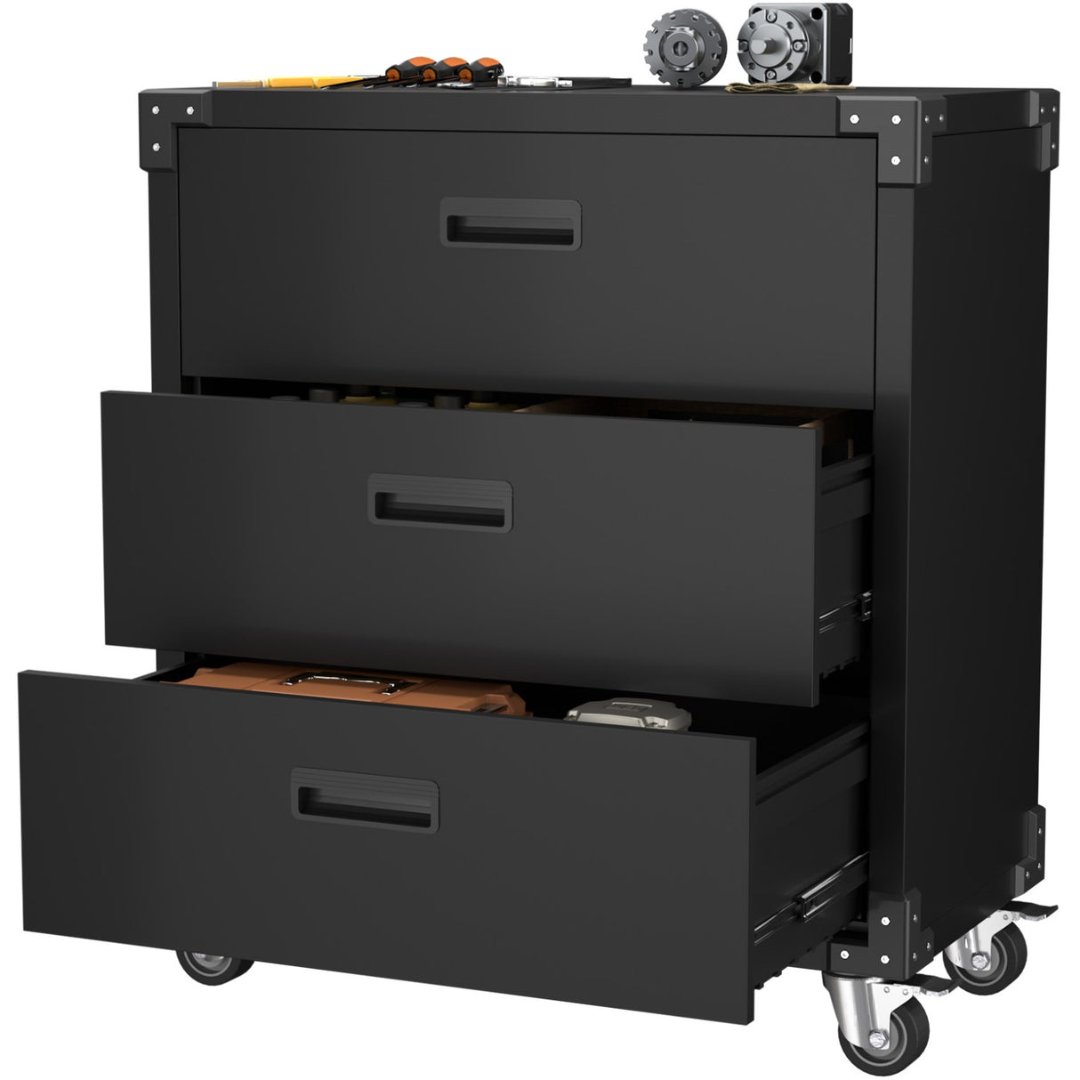 Professional Black 3 Drawer Steel Tool Cabinet 800x420x900mm | Sart218