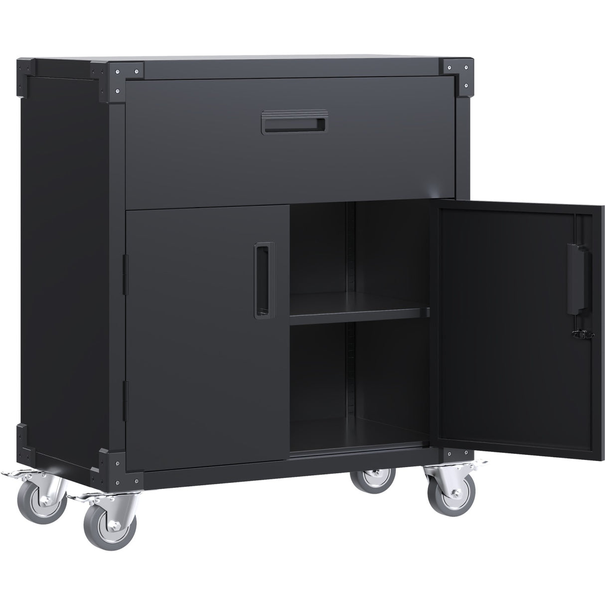 Professional Mobile Black 2 Door 1 Drawer Steel Tool Cabinet 800x420x900mm | Sart222