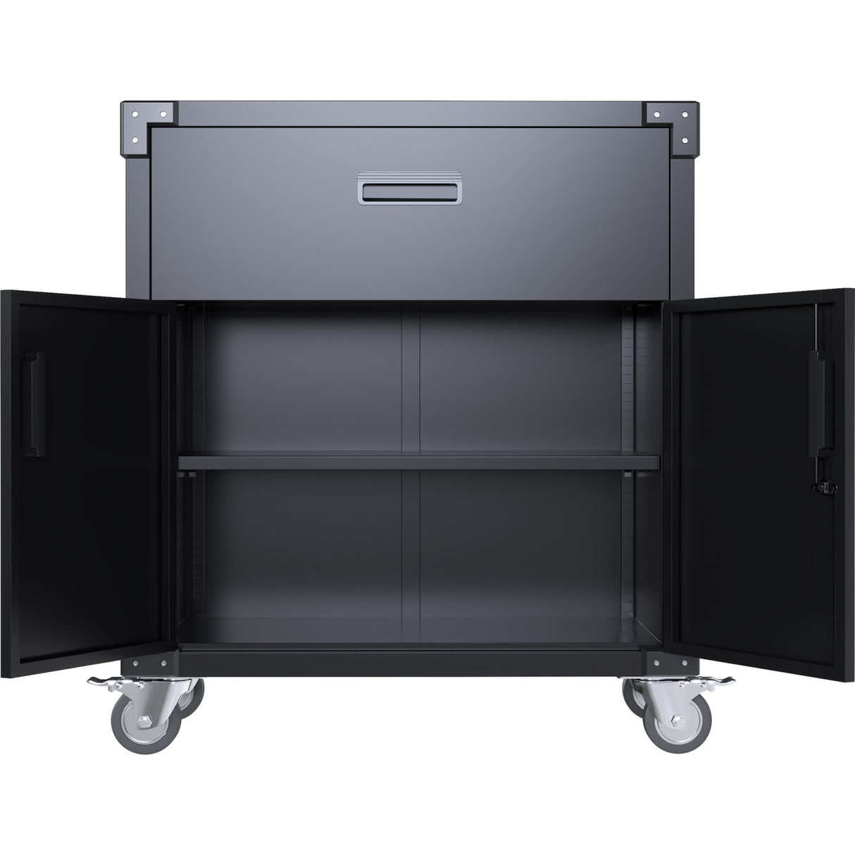 Professional Mobile Black 2 Door 1 Drawer Steel Tool Cabinet 800x420x900mm | Sart222