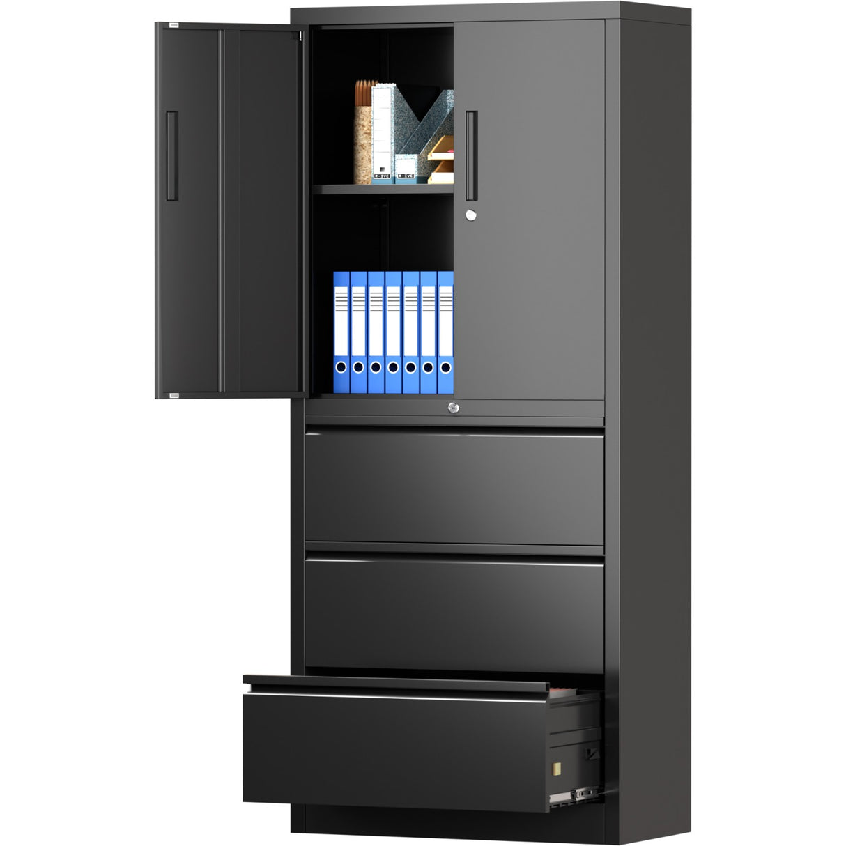Professional Black Steel Cabinet 2 Doors 3 Drawers 760x380x1780mm | Sart234