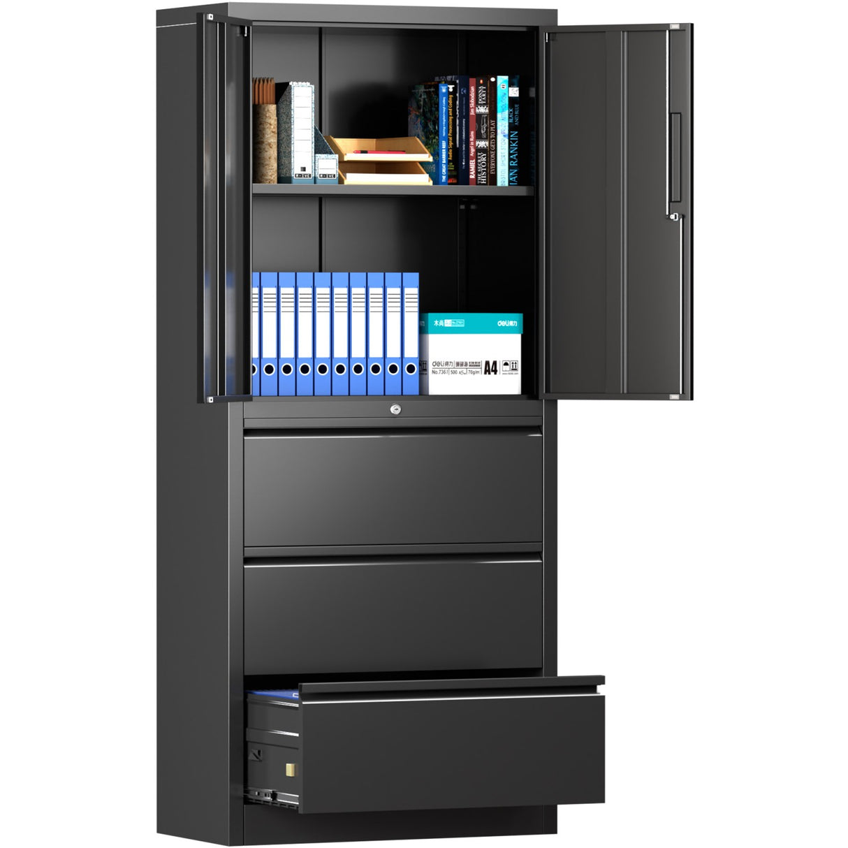 Professional Black Steel Cabinet 2 Doors 3 Drawers 760x380x1780mm | Sart234