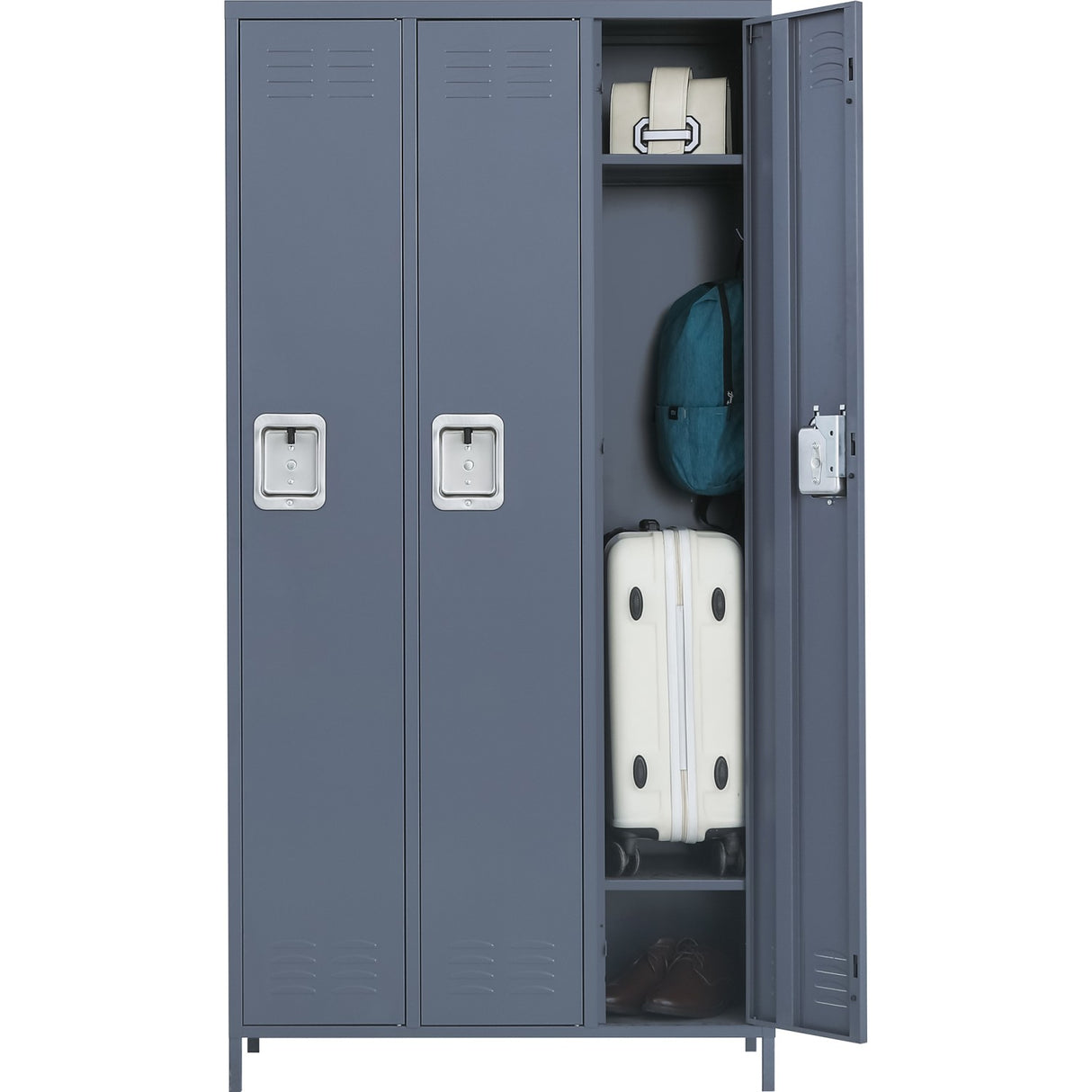 Commercial Grey 3 Door Locker With 2 Shelves 900x400x1830mm | Sart236