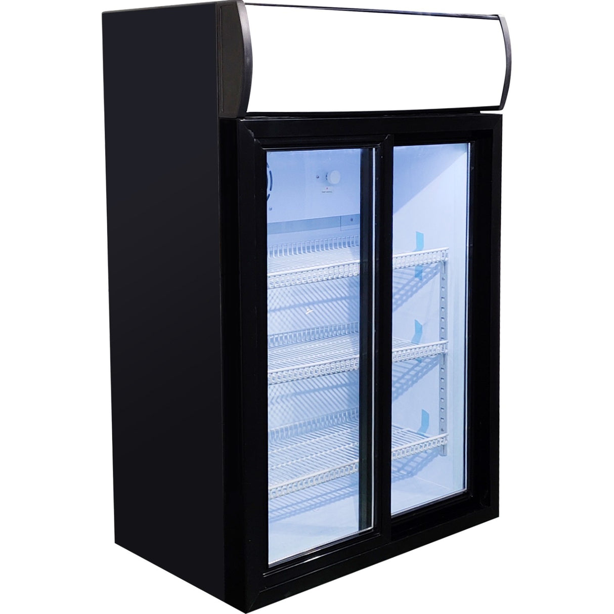 Back Bar Cooler 105 Litres Double Sliding Door Led Canopy Black | Sc105 L