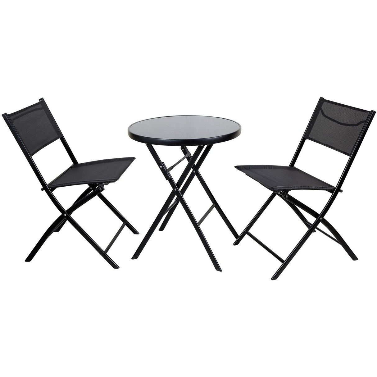 Folding Bistro Set Table &Amp; 2 Chairs Black | Sc120