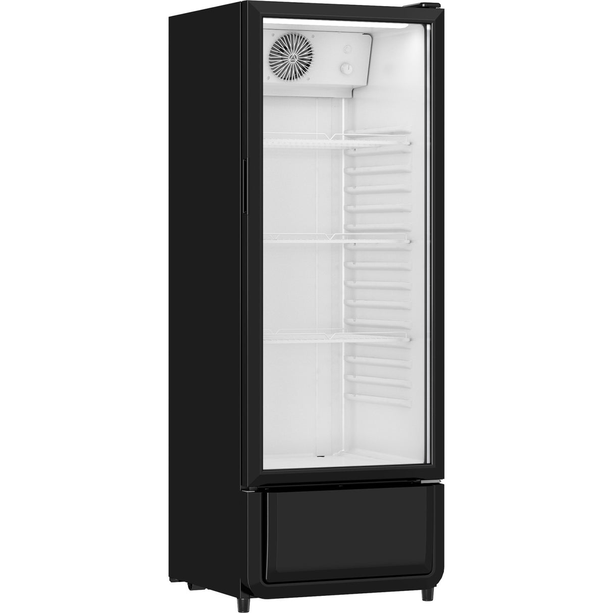 Commercial Single Bottle Cooler Upright 240 Litres 540x560x1510mm Fan Assisted Cooling Hinged Glass Door Black | Sc240 Black
