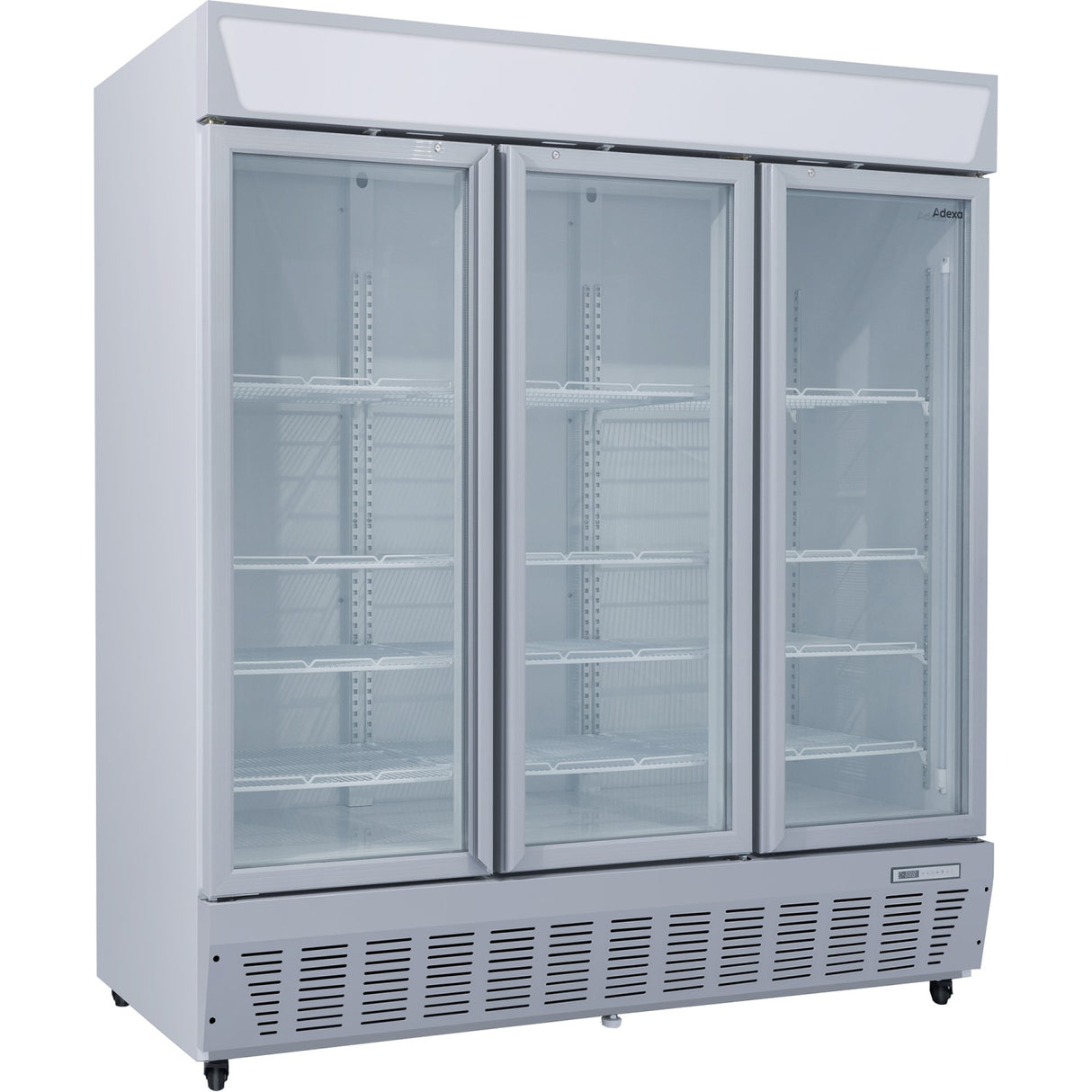 Commercial Display Refrigerator Upright 1580 Litres Triple Hinged Glass Door Led Canopy Grey | Scc1727